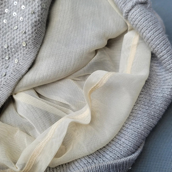 Marciano Cashmere Wool Rabit Sequin Gray Bubble Long Sleeve Sweater Dress XS - Picture 10 of 13